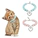 Stock Show 2Pcs/Pack Pet Pearl Necklace with Love Heart Pendant Dog Cat Fancy Princess Style Blingbling Jewelry Rhinestones Collar for Small Pets Cats Puppy Chihuahua Yorkie, Pink&Blue