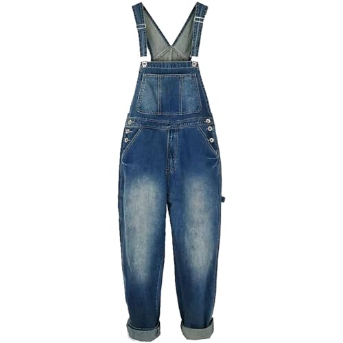 Pantalones de mezclilla para hombre WOLONG overoles sueltos con peto estilo clásico