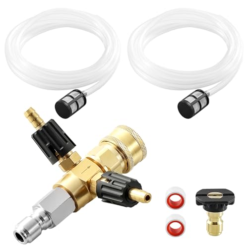 TasuoX Downstream Injector for Pressure Washer, Power Washer Adjustable Chemical Injector Kit, Double Suction Head 3/8