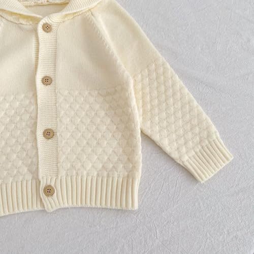 Baby Girls Boys Ribbed Knitted Sweater Cardigan Autumn Winter Warm Hooded Toddler Solid Button Up Long Sleeve Tops4