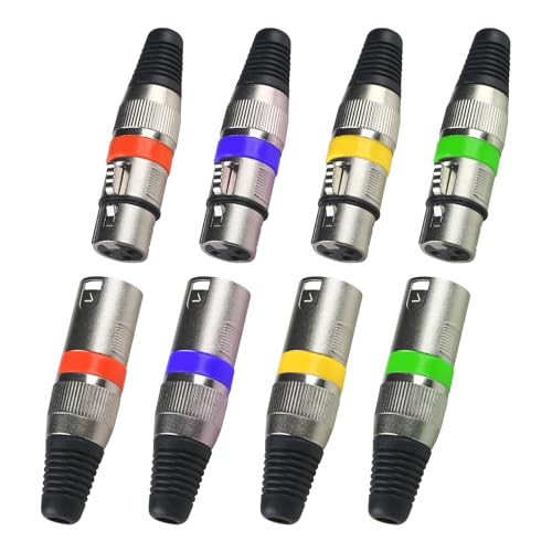 Connettore XLR a 3 poli, connettore XLR maschio e femmina per cavo di segnale DMX o collegamento microfono mixer audio (alloggiamento in metallo, 4 set di colori)