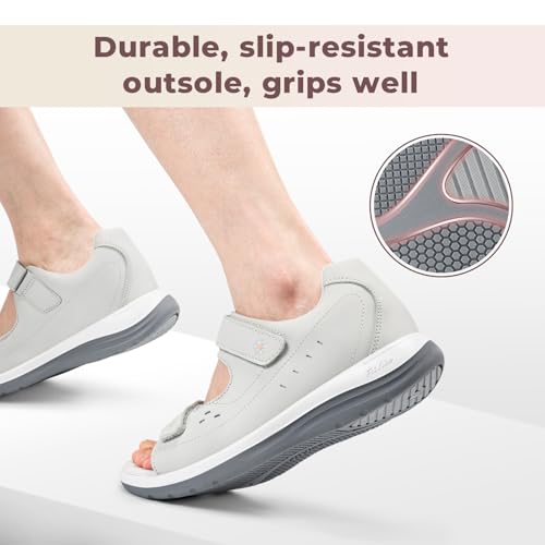 Image of FitVille Diabetic Sandals for Women Wide Width, Open Toe Orthopedic Wide Sandals for Women with Adjustable Straps and Arch Support for Bunions, Plantar Fasciitis, Swollen Feet