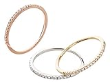 Ardeo Aurum Damenring aus 375 Gold Weißgold mit 0,10 ct Diamanten Brillant Memoire Vorsteckring schmal Stapelring Gr. 56