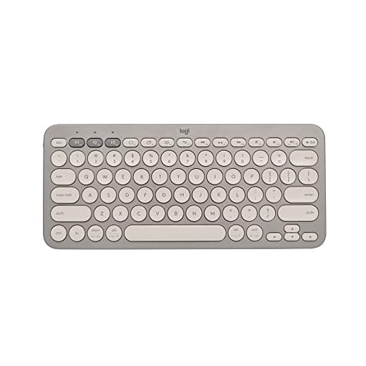 Teclado sem fio Logitech K380 com Conexão Bluetooth Easy-Switch para até 3 dispositivos e Pilha Inclusa - Compatível com PC, Mac, Chrome OS, Android, iOS e Apple TV - Cinza Areia