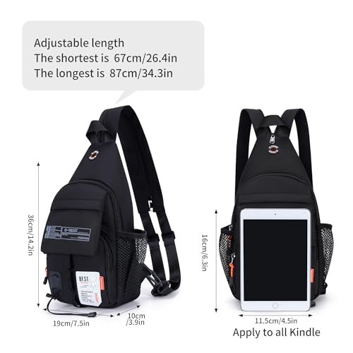 O-TBOST Lightweight Crossbody Backpack Sling Bag Small Shoulder Bags for Women Men Casual Chest Daypack Hiking Travel (black)2