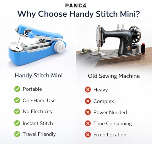 Image of PANCA Handy Stitch Mini Hand Sewing Machine | Portable Stapler Style Silai Machine for Quick Repairs & Home Tailoring | Lightweight Handheld Stitching Tool for Clothes