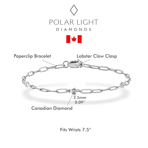 Polar Light Signature Canadian Diamond Charm Bracelet in .925 Sterling Silver - Choice of Rolo or Paperclip Style Chain3