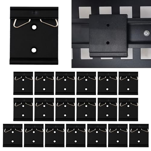 CNQLIS Din Rail Mount Clip, 1.65" Width DIN Rail Mounting Clip Snap in Universal Mounting Bracket, 20Pcs Black Aluminum Alloy Relay Clip for 35mm Din Rail Switches and Injectors
