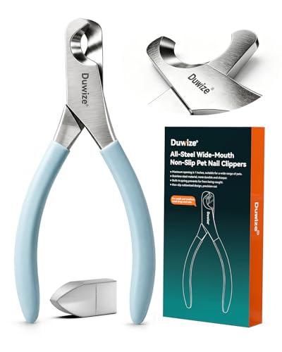Image of Dog Nail Clippers - All-Steel Material, Large Opening, New Non-Slip Rubberized Handle, Built-in Spring, No Fur Pinch, Professional Pet Nail Trimmers for Small to Medium Dogs and Cats (Blue)