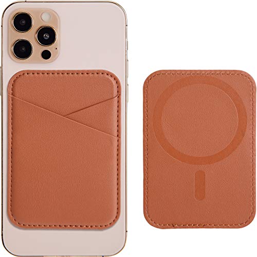 Magnetic Leather Wallet with MagSafe for iPhone 12/12 Mini/12 Pro/12 Pro Max, RFID Card Holder Wallet, Max 3 Cards, Brown