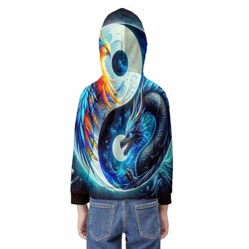 Pull à capuche 3D Yin-Yang chaud et confortable manches longues - 6