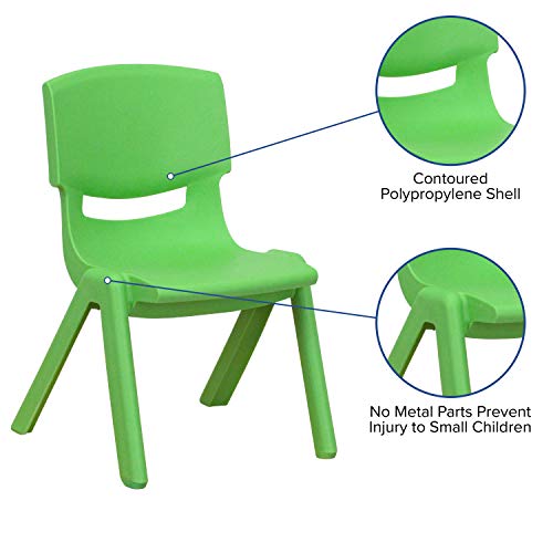Image of EMMA + OLIVER Green Plastic Stackable School Chair, 10.5 inch Seat, 4-Pack