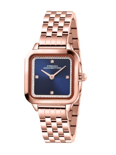 Image of French Connection Bijou Carre | Analog Display | Blue Sunray Dial | Stainless Steel Strap | Watch for Women - FCN0217URGM
