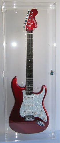 DisplayGifts Electric Guitar Display Case Rack Hanger Stand Wall Mount Cabinet Lockable 98% UV Protection Guitar Case Frame