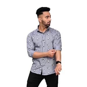 S-LINE Shirt for Men | Cotton, Skin Friendly Fabric, Regular Fit | Full Sleeve Printed Design Casual Shirt with Spread Collar | Regular Wear | Size – S to XXL