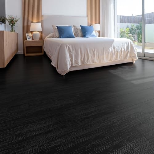 INMOZATA Peel and Stick Floor Tile, Vinyl Flooring 36-Pack 54 Sq.Ft Wood Look Waterproof Plank Flooring for Bathroom, Living Room, Bedroom, Kitchen, RV (Black) by INMOZATA - Image 6