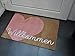 Produktbild Fußmatte Schmutzfangmatte Türmatte 50 x 70 cm Wilkommen Herz Rosa Braun FM-12