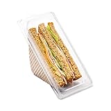 Thermo Tek 10 oz Triangle Clear Plastic Sandwich Container - with Lid - 6 1/4' x 3 1/4' x 3' - 100 count box - Restaurantware