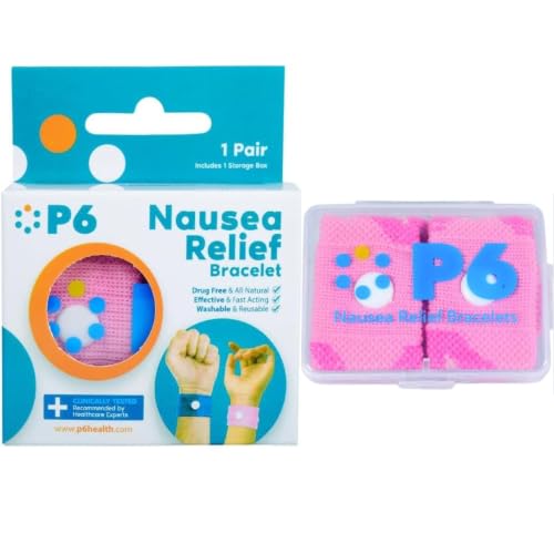 Image of P6 Health Original Natural Anti-Nausea Relief Motion Car Sea Sickness Relief Wrist Bands for Adults (1 Pack, Pink)
