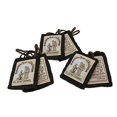 Scapular Catholic Brown Wool Mt Carmel Scapulars for Men and Women - Escapularios de la Virgen del Carmen (Classic 3-Pack)