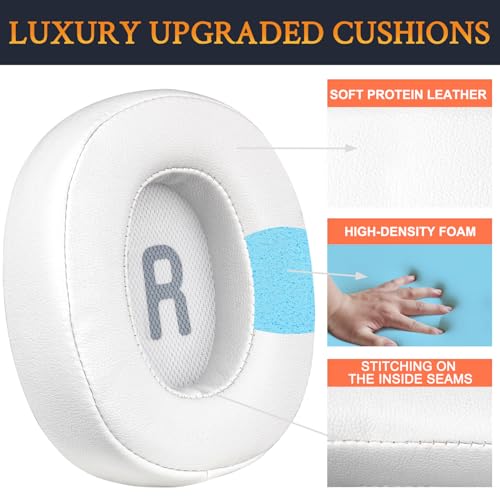 Image of SOULWIT Earpads Replacement for JBL Tune 700(700BT) /710(710BT) /720(720BT) /750(750BT,750BTNC) /760(760NC) /770(770NC) Headphones, Ear Pads Cushions with Softer Noise Isolation Foam (White)