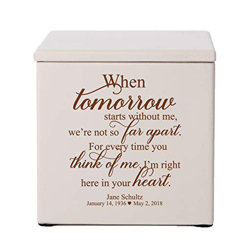LifeSong Milestones Personalized Wooden Cremation Urn Keepsake Box for Human Ashes for Loss of Loved One -When Tomorrow Starts Small Memorial Urn for Funeral Holds 49 cu.in - 4.5x4.5x4.75