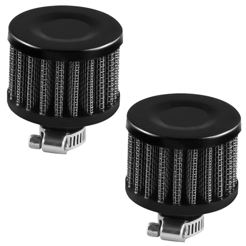 BOMLING 12mm Air Filter Mini - Universal Cold Air Intake Filter Breather Turbo Vent Air Filter For Car and Motorcycle Black Pack of 2