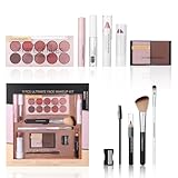 All in one Makeup Set - Cosmetic Make Up Starter Kit with Eyeshadow Palette, Mascara, Lipstick,Eyeliner Pencil - Make up Full Kit for Teenager Girls,Make-up Set for Women, with 3PCS Brushes - Image 1