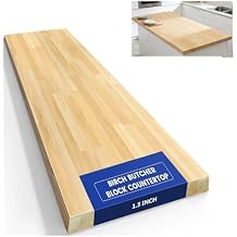 5ft Butcher Block Countertop60"x 25" Solid Birch Wood DIY Countertop, Durable Counter Table Tops for Kitchen Island, Bar, Workshop, Laundry Counters Dining Room Tables 1.5" Thick Unfinished