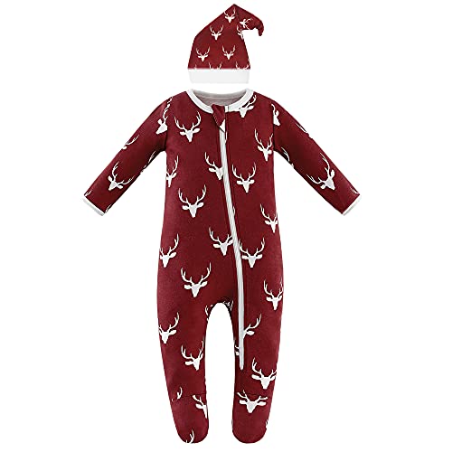 Image of Owlivia Organic Cotton Baby Pajamas, Boys Girls Zip Front Footed Baby Sleepers, Long Sleeve