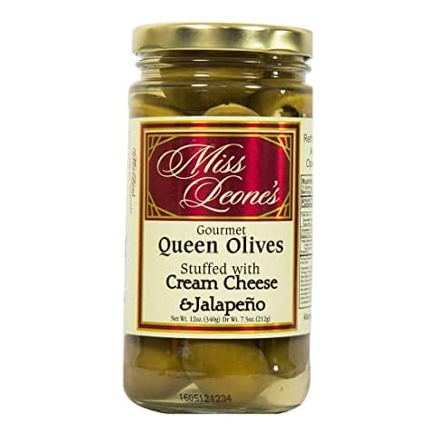 Leonard Mountain Miss Leone's Cream Cheese & Jalapeno Stuffed Queen Olives, 12 Oz., Pack of 3 Cover