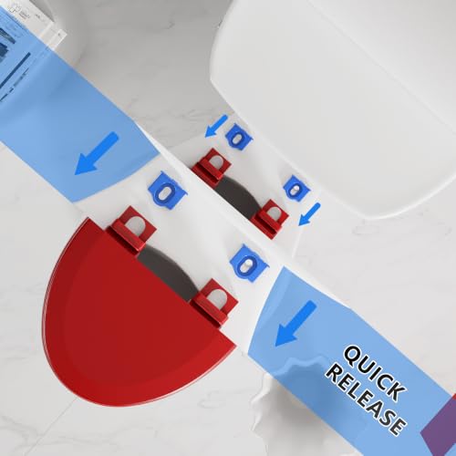 Image of Angol Shiold Slow Close Wood Toilet Seat（Red, Elongated 18.5''）
