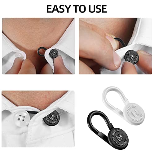 20 PCS Shirt Collar Extenders for Mens Shirts Elastic Button Extender for Pants Dress Trouser,Black &White2