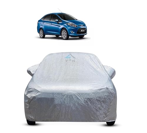 Image of Y3H 100% Waterproof Car Cover Compatible with Ford Fiesta (Model : 2011-2021) Custom Fit Body Covers with Mirror Pockets | Color : Metalic Silver