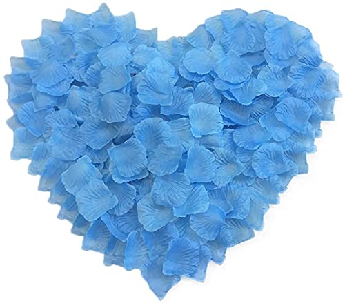 huaao Lot de 3000 pétales de rose romantiques pour Saint-Valentin, fiançailles, anniversaire, anniversaire de mariage, bleu ciel