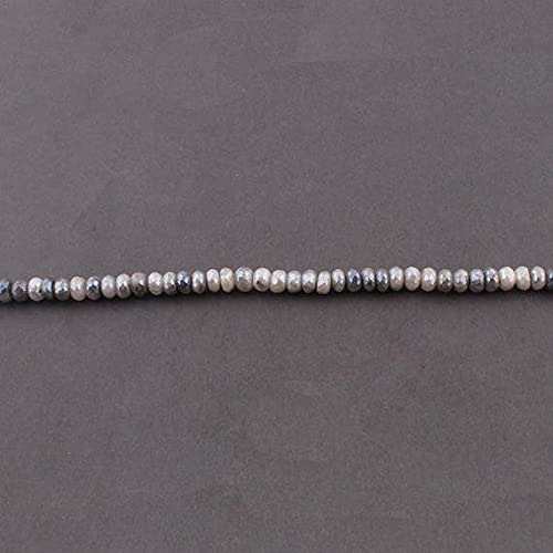 Pierre de lune grise facettée et reflets argentés 7mm, perles de prestige LKBEADS