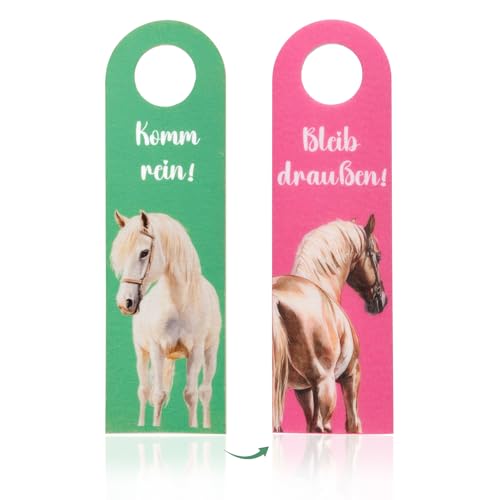 Bitte Nicht Stören Schild Pferd-Motiv, 2stück Originelles Türanhänger aus Filz mit Spruch Bleib Draußen - Komm Rein, Türschild Kinderzimmer Deko die Türklinke, Pferde Mädchen Geschenk Teenager Ideal