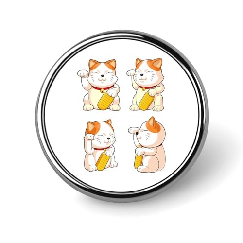 バッジ 円形 徽章 開運 招福 招き猫 缶バッジ 胸章 ピンバッチ ボタンブローチ 25mm おしゃれ ネクタイピン コレクション バッグ飾 帽子 胸飾り かばん掛け 工芸品 取付簡単 男女兼用 プレゼント