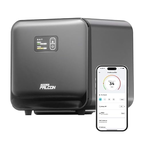 Creality Falcon AP1 Mini Smart Smoke Purifier, 360° Full-circle Purification, 99% Purification Rate, Real-Time PM2.5 Monitoring, WiFi/App Control, 55W IOT-Connected Fume Extractor for Laser Engraver