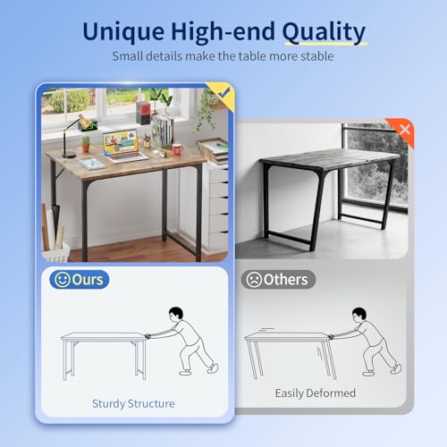 Image of BestOffice Computer Desk,Home Office Desk, Modern Simple Style for Home Office Study Writing (Brown, 32 Inch)