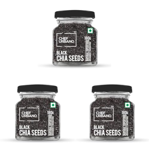 Image of Chef Urbano Chia Seeds 180 GMS- Non-GMO and Fibre Rich Seeds | Omega-3 Seeds for Eating | Healthy Snacks (Pack of 3)