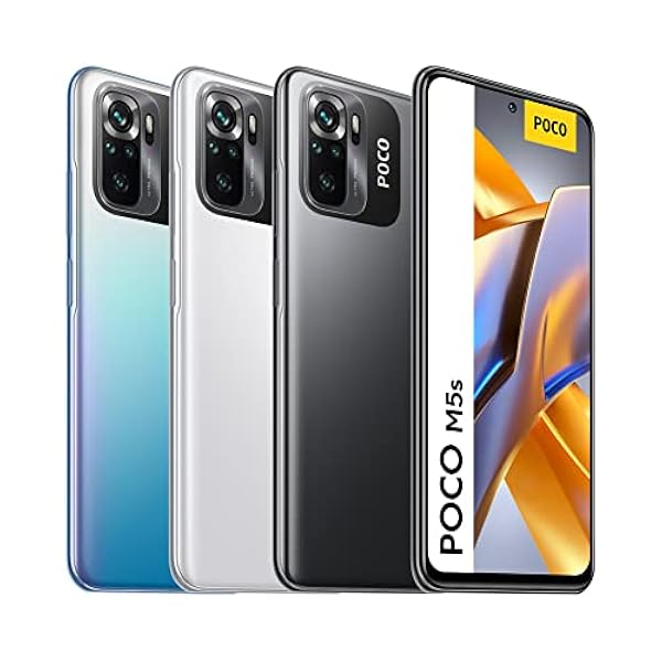 POCO M5s - Smartphone de 4 128GB, Pantalla de 6.43” FHD AMOLED DotDisplay, MediaTek Helio G95, Cuádruple cámara de 64MP con IA, 5000mAh, NFC, Gris (Versión ES 3 años de garantía) sin cargador