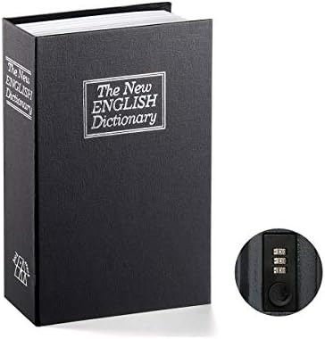 Book Safe with Combination Lock - Jssmst Home Dictionary Diversion Metal Safe Lock Box 2017, SM-BS0401S, black small