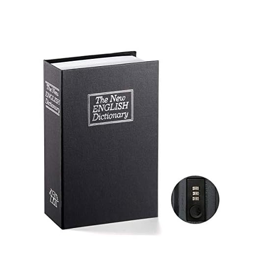 Book Safe with Combination Lock - Jssmst Home Dictionary Diversion Metal Safe Lock Box 2017, SM-BS0401S, black small