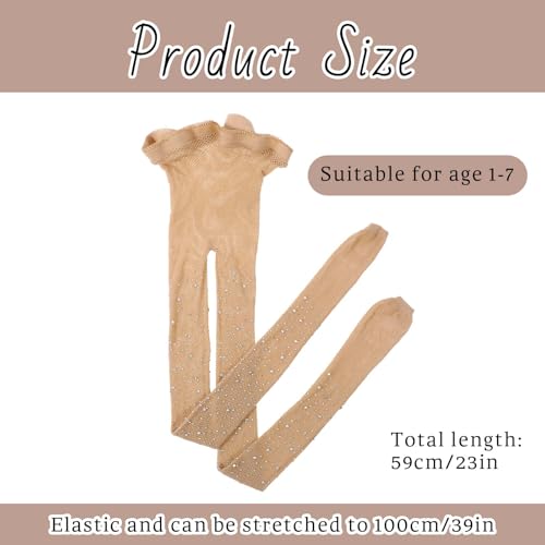 1 Pair Ballet Tights for Girls, Rhinestone Girls Fishnet Tights, Clear Skin Color Kids Ballet Stockings, Glitter Rhinestone Hollow Out Pantyhose for Dance Festival Daily2