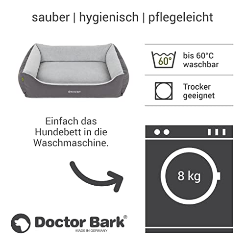 Doctor Bark Hundebett Mittelgroße Hunde - Hundekörbchen Flauschig und Weich - Waschbar, Strapazierfähig, Kuschelig - Made in Germany - GreenLabel (L - 97x75 cm, Grau)