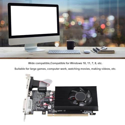 Bewinner Scheda Grafica GT710, Scheda Video DDR3 a 64 Bit da 2 GB, GPU per Computer a Basso Profilo, PCI Express 2.0 X16, Scheda Video per Giochi Desktop con Uscita HDMI VGA DVI per