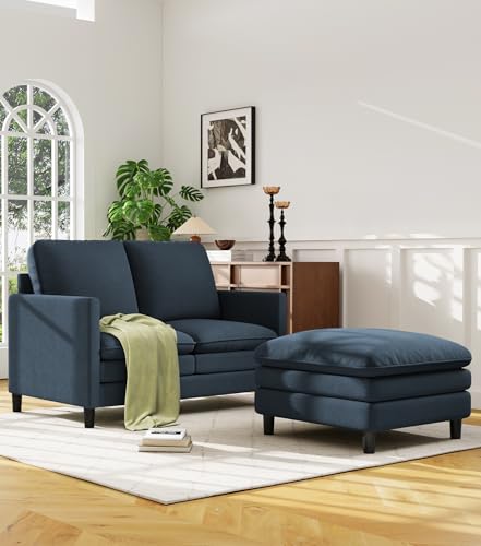 Image of Welzona 3-Layers Cloud L Shaped Couch, 51 inch Teddy Sofa and Loveseat Set