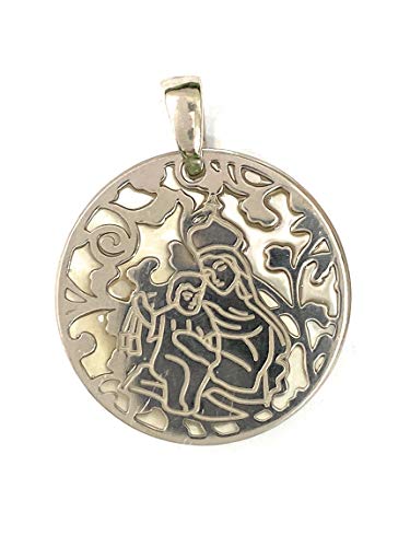 Médaille Vierge du Carmen en argent et nacre, cadeau de baptême idéal