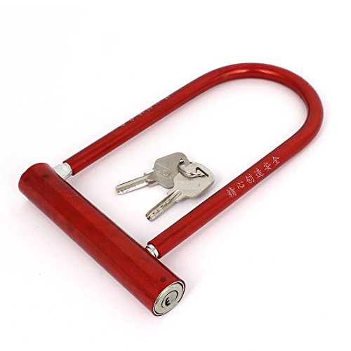 Aexit Bicycle Mountain Bike Locks Bike Cycling Steel U Shape Security Cable Lock Red w U-Locks 2 Keys